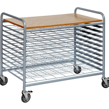 Torkvagn på hjul med 10 näthyllplan