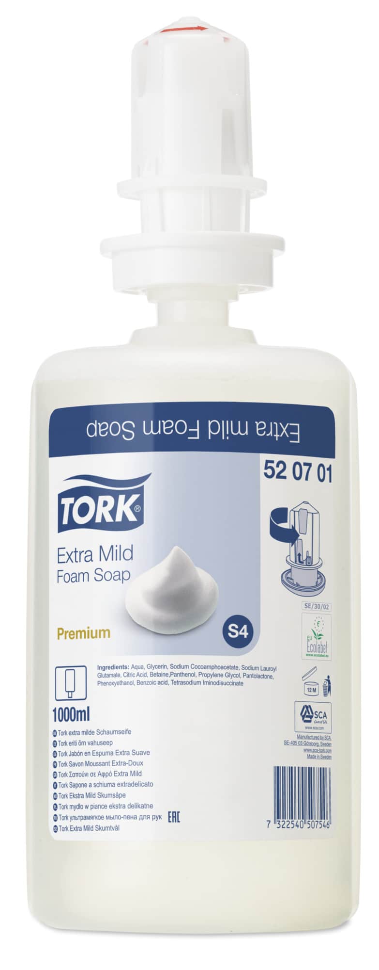 Tork S4 Extra mild skumtvål Premium 6 st/ förp.