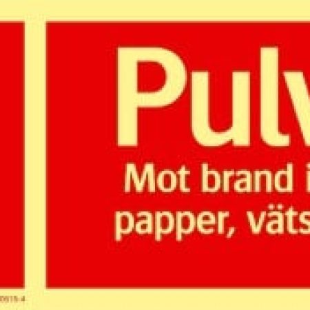 Brandskylt - pulversläckare | Efterlysande 250x100 mm