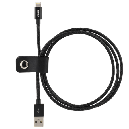 USB - Lightning | Laddsladd i svart läder - 1 meter