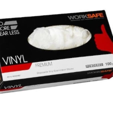 Vit pudrad engångshandske i vinyl - 100 st