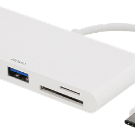 USB-Hubb - USB-C ha till 3xUSB Typ A ho - SD/microSD-kortläsare