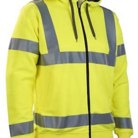 Hoodie med dragkedja | Varsel/ HiVis - Klass 3
