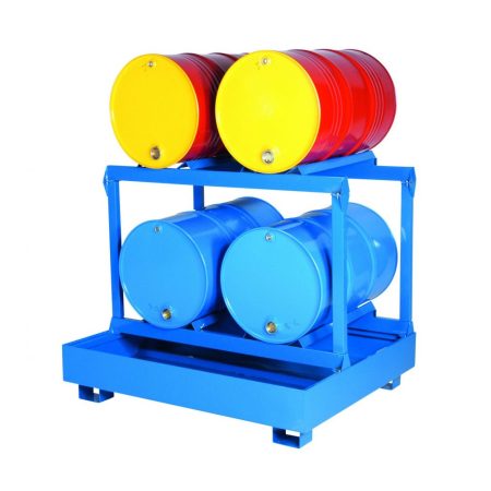 Fatställning med uppsamling för 4 liggande fat