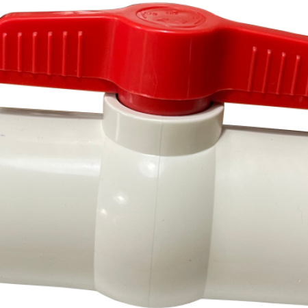 Vit kulventil i plast - full flödespassage